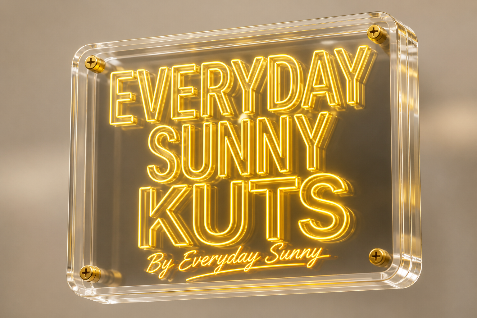 Everyday Sunny Kuts neon sign in polished acrylic
